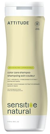 ATTITUDE Hair Shampoo for Sensitive Dry Scalp, EWG Verified, Soothing Oat, Protects Color, Naturally Derived Ingredients, Vegan and Plant-Based, Color Care, Argan Oil, 16 Fl Oz