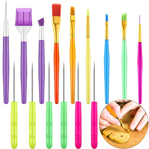 15 Stücke Kuchen Dekorieren Backpinsel Set Plätzchen Keks Dekoration Bürste Werkzeug Keks Scriber Nadeln Zucker Rührnadel für Kuchen Fondant Dekoration Zubehör