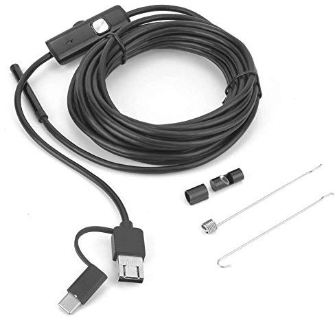 Endoscopio industriale, telecamera per endoscopio USB 5,5 mm 3 in 1, telecamera per ispezione boroscopica portatile, con 6 luci a LED, IP67 impermeabile, supporto per Android e
