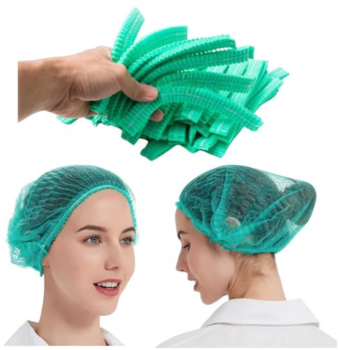 100 X Disposable Hair Nets Green Hair Net Non Woven Surgical Caps Hair Net For Cooking Hair Nets For Catering - Manufacturer Sealed packaging