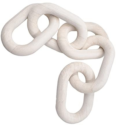 FLAMEER Creative Wood Chain Link Decor Bohemian Ornament for Coffee Farmhouse Home Country Decoration