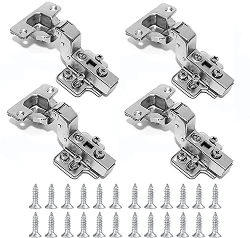QINGHEC 4 Stück Scharniere für Schranktüren, Topfscharnier 35mm, Softclose Scharnier, Schrankscharniere zum Aufschrauben, Möbelscharniere für Schranktüren und Kleiderschranktüren