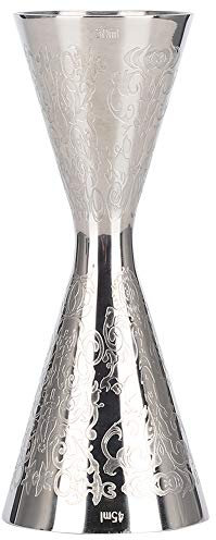 30ml/45ml Double Jigger im Japanischen Stil für Cocktails Radierung Muster Design Edelstahl Jigger mit Skala, Cocktail Mess Jigger Trinken Wein Messbecher Bar Zubehör (11.7cm / 4.6in)