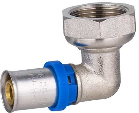 Raccord Multicouche à Sertir Multi profils TH-H-U coude diamètre Ø16 mm - à visser femelle écrou tournant 20x27 (3/4) - Norme NF 545 pour réseau d'eau potable et chauffage NOYON & THIEBAULT
