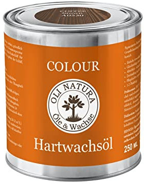 OLI-NATURA Colour Hartwachsöl - 0.25L, Coffee Brown - farbiges Holzöl für Möbel, Treppen, Tische, Türen & mehr - Einfache Anwendung ohne Grundierung