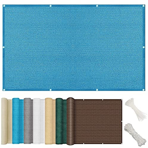 YUANZHI Balkon Sichtschutz Balkonabdeckung 95 x 500 cm 185g/㎡ HDPE,UV-Schutz Balkonumspannungen Balkonabdeckung mit Kabelbindern für Balkongeländer Terrasse, Himmelblau