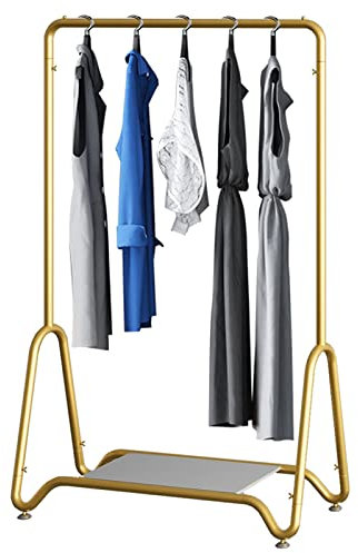 Kleiderständer Metall-Hängegarderobe, Zuhause, Schlafzimmer, Eingangsbereich, Bekleidungsgeschäft, Kleiderbügel, Goldener Ausstellungsständer mit Regalplatte, 3 Größen (Größe: 100 x 40 x 150
