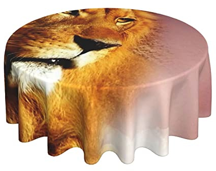 Cubremesa Gran León Moderno Mantel Redondo Elegante Hule 152Cm para Cocina Pícnic Cumpleaños