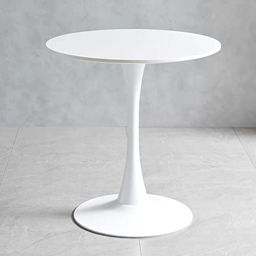Runder Säulentisch, Couchtisch-Nachttisch, Beistelltische für den Außenbereich, moderner Akzenttisch für Zuhause, Beistelltisch aus Metall für Terrasse, Hof, Balkon, Garten ( Color : Wit , Size : 80cm