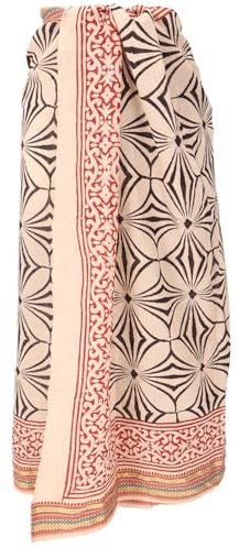 GURU SHOP Lätt pareo, sarong, handtryckt bomullstyg – färgkombination, män/kvinnor, flerfärgad, bomull, storlek: en storlek, 190 x 120 cm, flerfärgad, One size