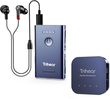 Trihear Convo Hearing Amplifier With Remote Mic | Easy-to-Use Rechargeable Hearing Aid Alternative for Seniors, Elderly | Personal Sound Amplifier for Hearing Loss, Impaired