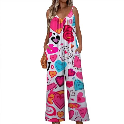 Damen Jumpsuit Baggy Jumpsuit Damen Elegant Langarm Latzhose Damen Jumpsuit Damen Schwarz Hosenanzug Damen Business Jumpsuit Damen Jumpsuit Damen Langarm Overall Damen Elegant（2-Hot Pink,XXL