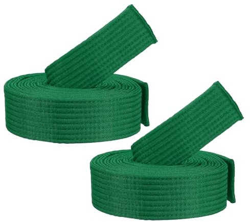 PATIKIL Taekwondo Farbige Gürtel für Ranglisten, 2er Pack 1,6 x7,2FT Polyester Taekwondo Farbige Gürtel für Unterricht Praxis, Grün