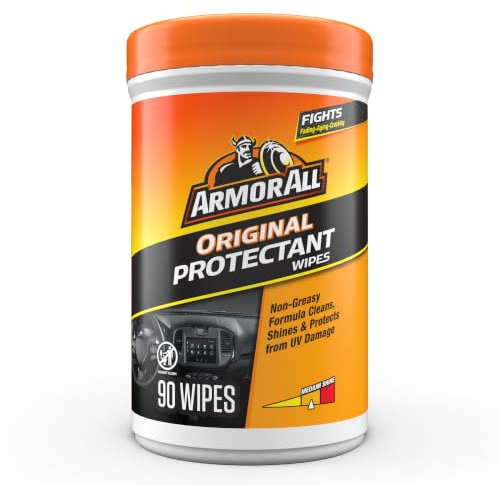 Armor All Car Interior Protectant Wipes, 90 Count Canister, UV Protectant for Vinyl, Rubber, Plastic, Trim and Dashboards