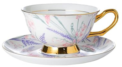 CJHFR472SG Hogar Juego de té la tarde en inglés, tazas café cerámica, juego colores, y platillos atractivos Decoración