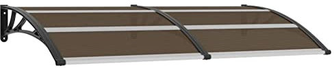Kavolet Vordach für Haustür, Türvordach Überdachung Türdach Haustürdach Pultbogenvordach Haustürvordach Pultvordach Braun und Schwarz 200x100cm PC Regenfest und UV Schutz