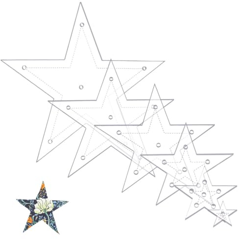 NBEADS 6 Stk. Stern Acryl Nähschablone, 6 Größen Klare Pentagramm Schablone Acryl Quilting Schablonen für Patchwork Quilten DIY Kunsthandwerk Dekoration Scrapbooking Embellishments