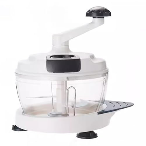 TT-YEC Tritacarne Manuale Domestico, Tritaverdure Piccolo, Tritacarne A Manovella, Con Coltello in Acciaio Inox, Scolapiatti, Base Aspirante Antiscivolo,Bianca