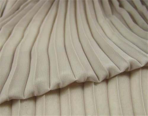 Akkordeon-Plissee-Stoff, 2 m, 150 cm breit, Khaki, Faltenstoff, Tüll, Chiffon, Hochzeitskleid, Kleidungsmaterialien
