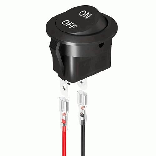 AUTOZOCO Interruptor Redondo Basculante ON/OFF 6A/250V 10A/125V, 2 Pinos, 20 mm, Negro