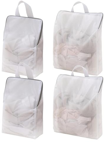 QFEHTHSK Confezione da 4 Sacchi per La Biancheria in Rete, Sacco per La Biancheria con Cerniera E Maniglia, Sacco per La Biancheria in Rete, Accessori per Lavatrice