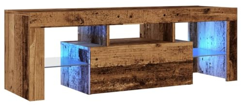 vidaXL Meuble TV avec lumières LED Vieux Bois Bois d'ingénierie