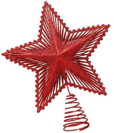 BUGUUYO Weihnachtsbaumspitze Stern Glitzer Dekoration Für Weihnachten Tannenbaum Festliche Atmosphäre Universalgröße Rote Farbe Für Zuhause Und Veranstaltungen