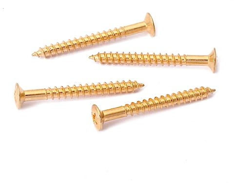Gitarrenhalsplattenschrauben für Halsplatte Montage Gold | Metall, Einfache Installation, Zubehör für Gitarrenhalsplatte, 4 Stück Pack, Dezente Struktur, Edle Optik