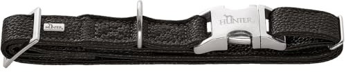 HUNTER Sofia ALU-Strong Hundehalsung | Kunstleder in Nappa-Optik, stufenlos verstellbar, Alu-Klickverschluss, Made in Germany, Farbe: Schwarz, Größe: L