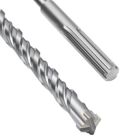 Punta SDS Max a doppia elica, con 4 taglienti in carburo di tungsteno, per trapano a percussione, ideale per calcestruzzo, pietra e pietra naturale, 12 x 600 mm