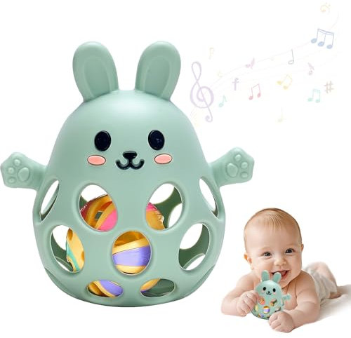 Tiusixsy Juguetes Mordedor Montessori Bebés 0-12 Meses Educativos, Pelota Sensorial Bebé, Juguete de pelota para bebé,Juguetes Sensoriales Bebe Sonajero, Regalos para recién nacidos (Azul)