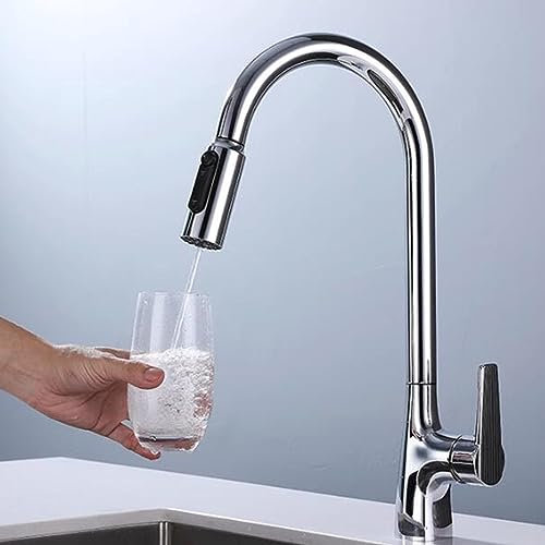 Rubinetto da Cucina a 3 Vie con doccetta Estraibile, Rubinetto per Filtro dell'Acqua Rubinetto per depuratore d'Acqua Multifunzione con Rotazione a 360° in Ottone-Cromo
