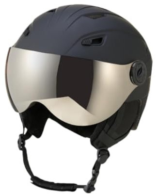 Perfeclan Skihelm, Snowboardhelm für Männer, Frauen und Teenager, Skateboard-Helm, stoßfest, Schneehelm mit integriertem Visier, Schwarz, M