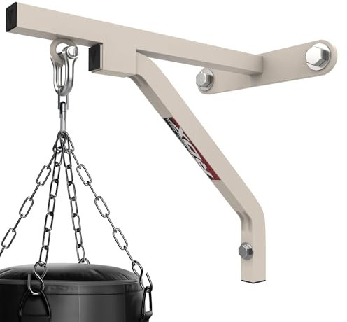 RDX Punch Bag Wall Bracket, 16 Gauge Heavy Duty Iron Hanger, Steel Mount Hanging Stand Fixings D-Shackle, Boxing MMA Kickboxing Muay Thai Punching Training, Rated for 100 lbs (White)