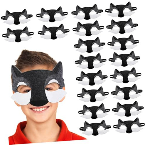 Vaguelly 20pièces Masques De Loup Feutre Pour Halloween Cosplay Et Fêtes Déguisées Masques Animaux Réalistes Pour Garçon Fille Et Adultes