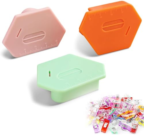 Rnigra 3PCS Magnetic Seam Guide for Sewing Machine, with 20 Colorful Sewing Clips, Multifunctional Polygonal Hemmer Guide with Scale, Universal Sewing Accessories and Supplies(3color)