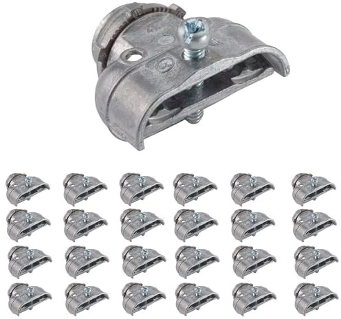 3/8 Inch Flexible Metal Conduit Duplex Connector FMC 3/8 in. 90 Degree Flex Duplex Box Connector for Flexible Metallic Conduit, AC, MC, or NM Sheathed Cable (Pack of 25)