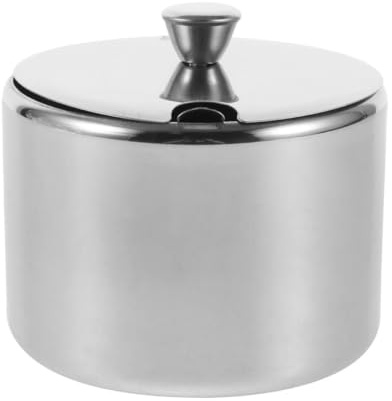 MAGICLULU Sucrier Rond en Acier Inoxydable avec Couvercle et Cuillère | Argenté, Usage Polyvalent pour Assaisonnements et Condiments, la Cuisine et Table à Manger