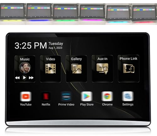 Moniteur D'appuie-tête Voiture, 3+32G/Android 14.0, Mise En Miroir Sans Fil, Écran Tactile IPS 8K Amélioré, Moniteur D'appuie-tête TV Pour Siège Arrière Avec Wi-Fi/Bluetooth/HDMI/USB/TF(14'')