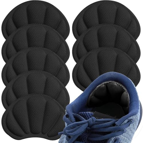 KIRZAX 4 PAIRES de protections pour talons, Coussinets pour Chaussures Sont Trop Grands et Auto Adhésifs, Inserts de Talons,Cousinette Talon de Sport Antidérapant, pour l'arrière du Talon, Noir