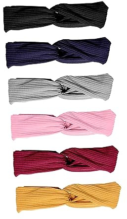 TOGEVAL Elastische Damen Stirnbänder und aus Stoff 6 Stück-pack mit Kreuzdesign Schweißabsorbierend Kopfschmerzfrei für Sport und Tägliches Gesichtswaschen