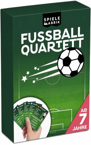 Spielefabrik Fußball QUARTETT | Fussball-Kartenspiel für Jungs ab 7 Jahre zu Spielern, Weltmeisterschaften & Nationalmannschaften | Geschenk, Mitbringsel, Trumpf-Quartett für Fußballfans