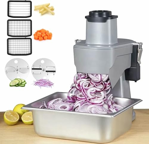 Commercial Vegetable Chopper 4 in 1, Multifunctional Automatic Cutter in Dice, Crusher and Strips Cutter, Onion, Potato, Cabbage, Vegetables and Fruits.