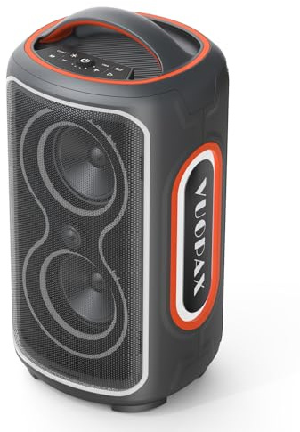 VUOPAX Enceinte Bluetooth Puissante Portable 200W, Enceinte De Fête Bluetooth avec Lumières LED, Basses Renforcées, 24H Autonomie, BT 5.4, IP65/TWS/USB/TF/AUX/MIC, pour Fêtes/Camping/Extérieur