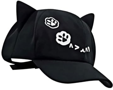 Klaisy Casquette de baseball réglable avec oreilles de chat pour fille et femme, thème animé, résistant au soleil pour activités de plein air, usage quotidien, Noir , Taille unique
