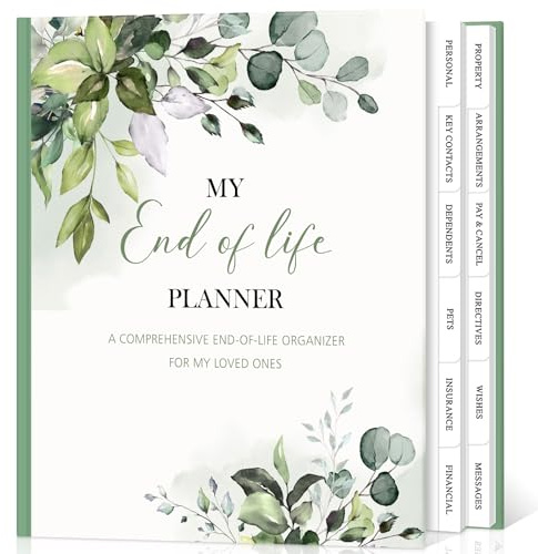 Lanpn End of Life Planner Death Organizer with Tabs, Final Wishes & Financial Estate Planning Journal, When I Die Journal for Senior, Before Death Life and Care Plan Book (Leather Hardcover)