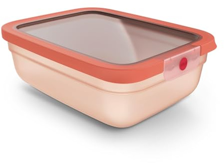 EMSA oneClick Frischhaltedose, verschlossen mit nur 1 x Klick, Lebensmittel 2 x länger frisch, 100% dicht, Made in Germany, 2,3L, gefrier-, mikrowellen- und spülmaschinengeeignet, orange, N1211400