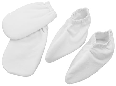TOYZFRIENDY 2 Paare Paraffinwachs handschuhe Spa therapie hand Fußwärmer aus Frottee mit Polyesterfutter Isolierte Paraffinbad handschuhe für Wärmebehandlung und Hautpflege Waschbar Weiß