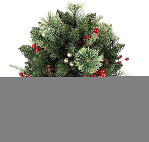 GjnjfdF da giardino | Picchetto di albero di Natale con mele di pino e bacche rosse, punte di terreno per arte paesaggistica e , per di primavera, per esterno: prato, portico