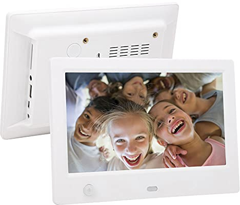 ASHATA 7 Tums Digital Bildram, Digital Fotoram med 16:9 HD LCD-skärm, med Kroppssensor, Fjärrkontroll, Enkel Installation och Dela Fotovideor, för Familjen (EU)